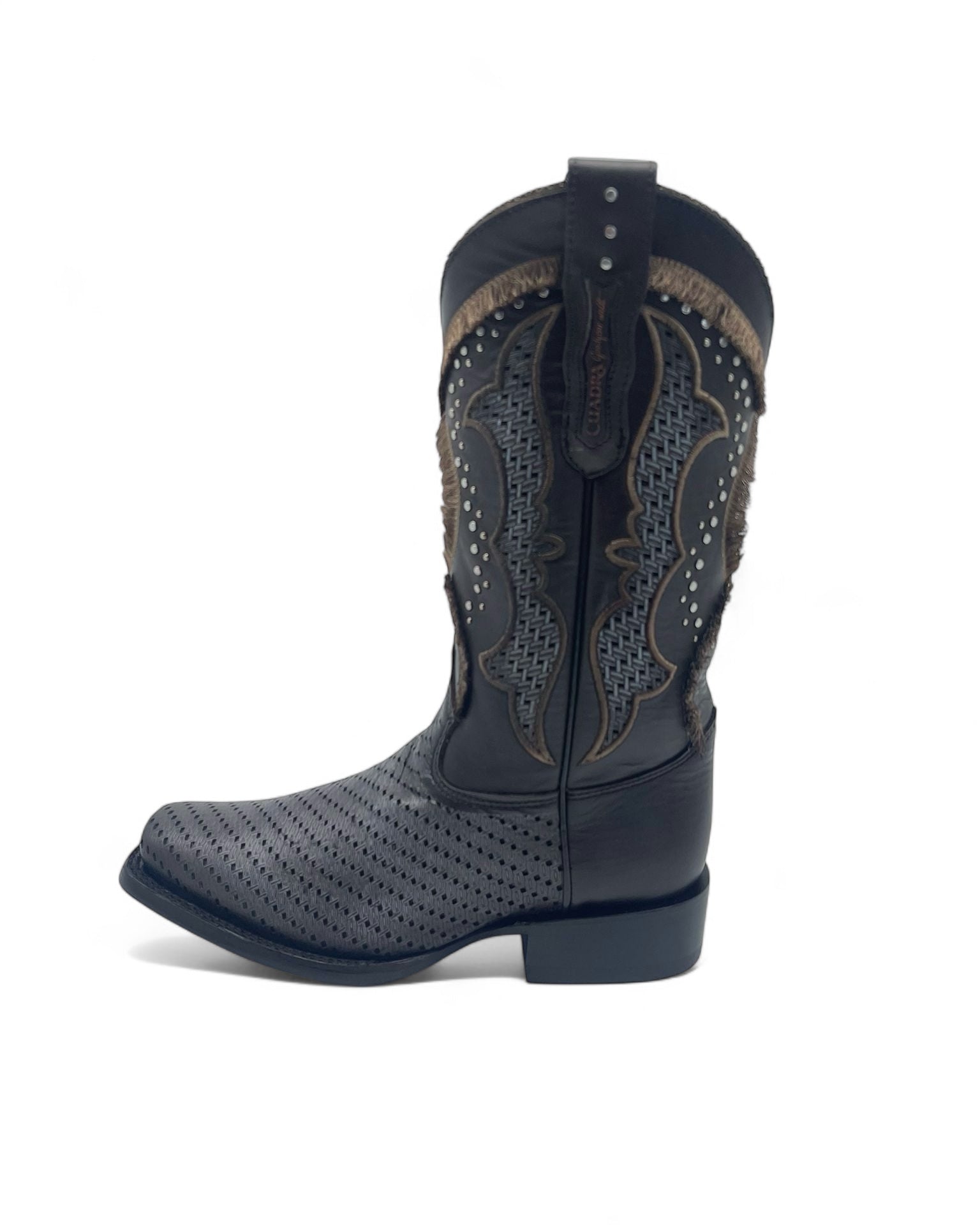 DA BOTA CUADRA BROWN LASER & STUDS SQUARE TOE CU997