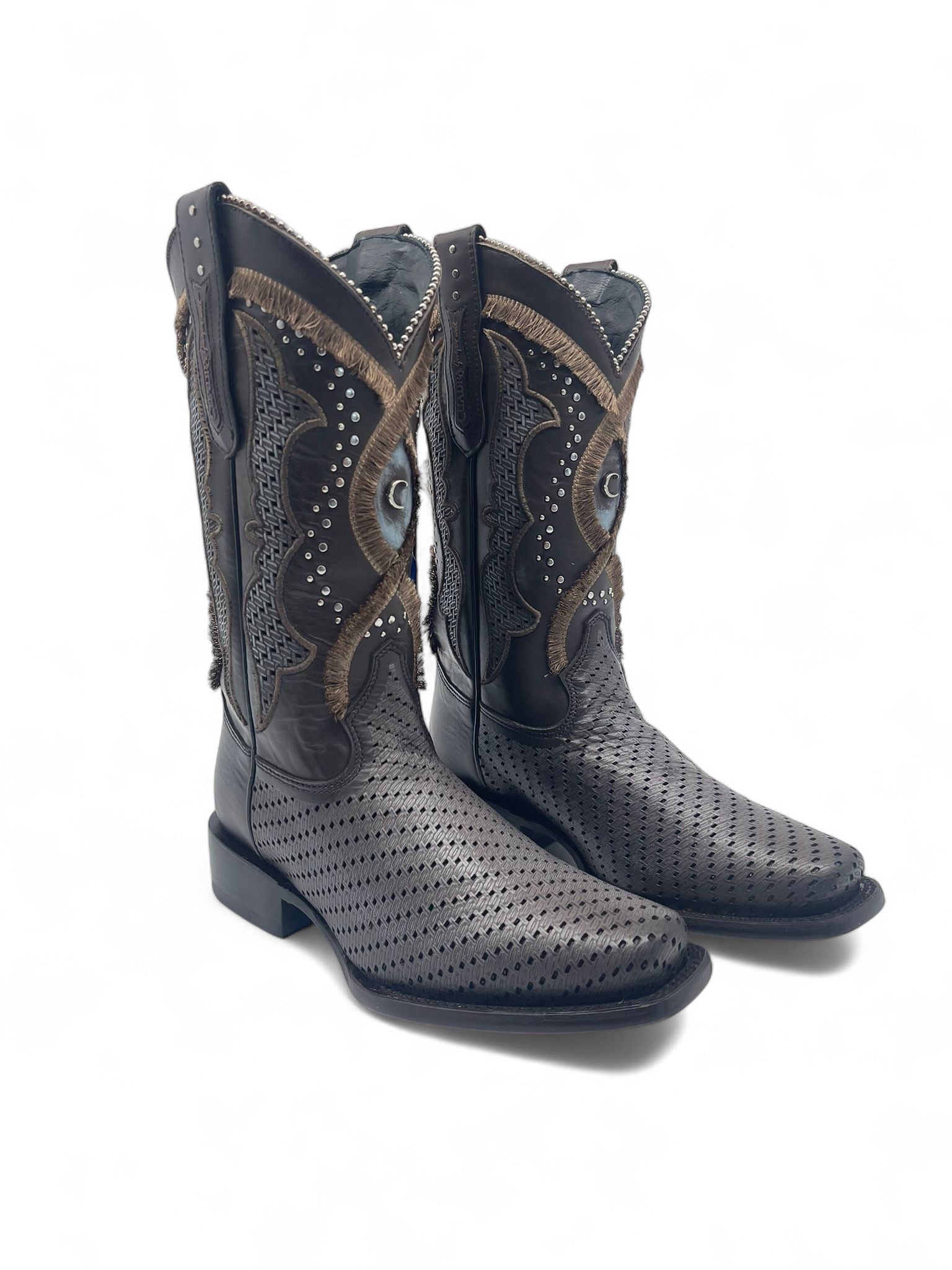 DA BOTA CUADRA BROWN LASER & STUDS SQUARE TOE CU997