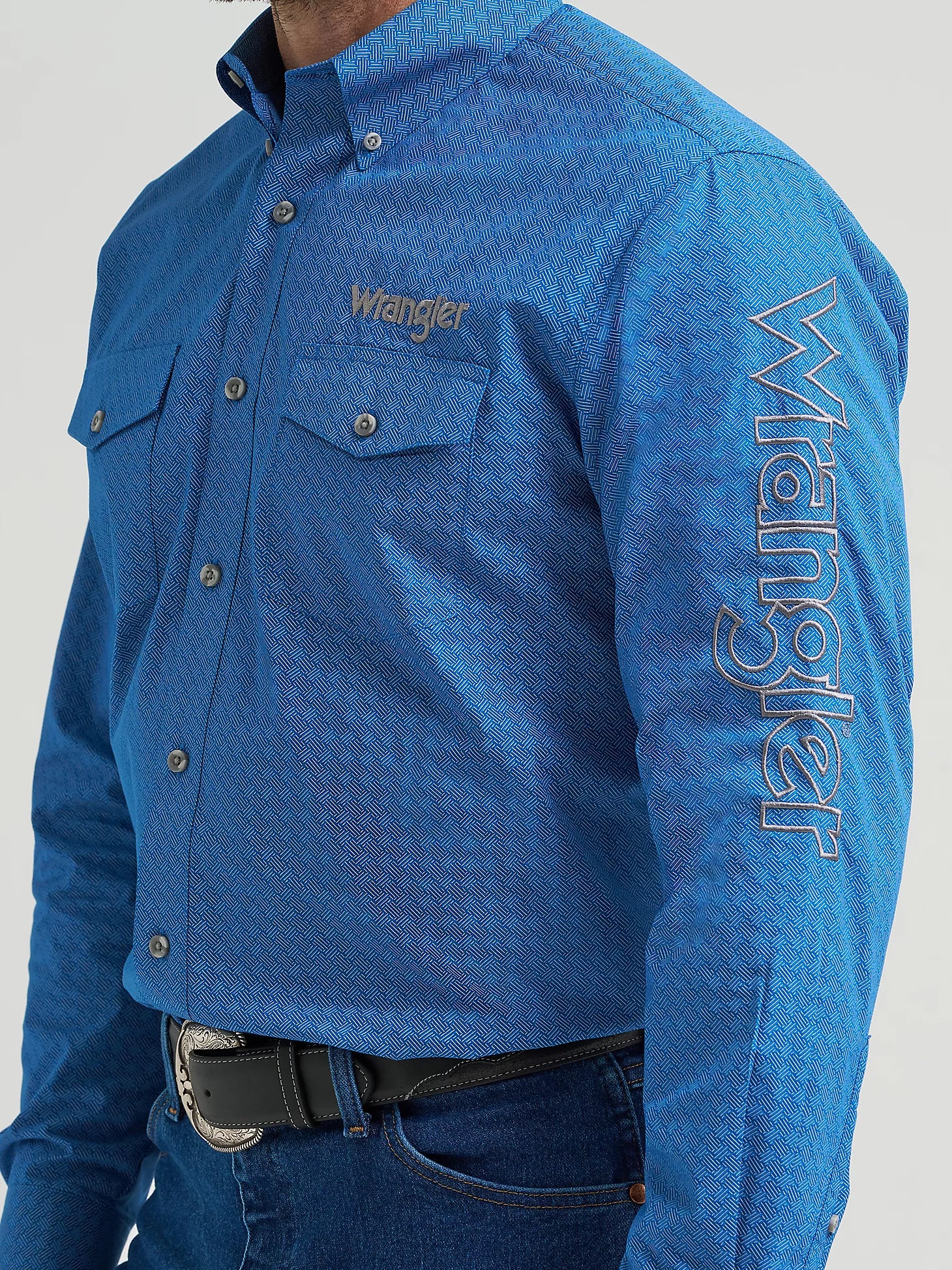 CA WRANGLER LOGO BLUE LONG SLEEVE