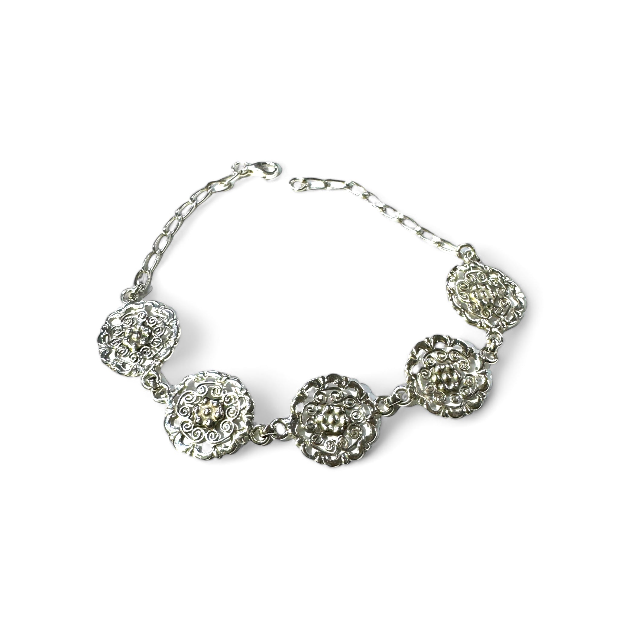 PULSERA DE FLORES ARTESANALES PLATA