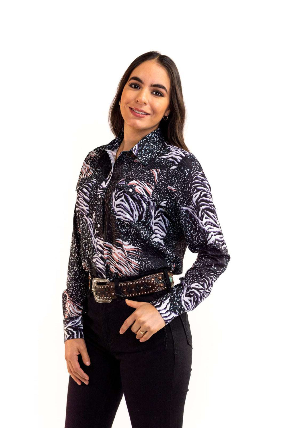 DA CAMISA DENVER CM108 ANIMAL PRINT NEGRO